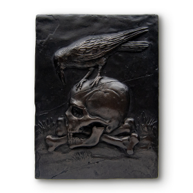 Raven with Skull Black Bronze